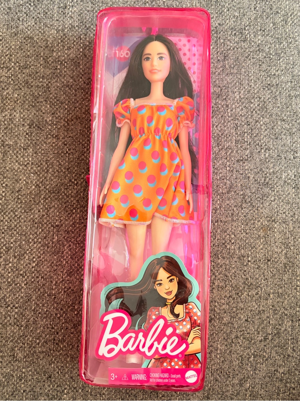 Barbie Fashionistas Doll #160 Polka Dot Orange Dress, Dark Hair